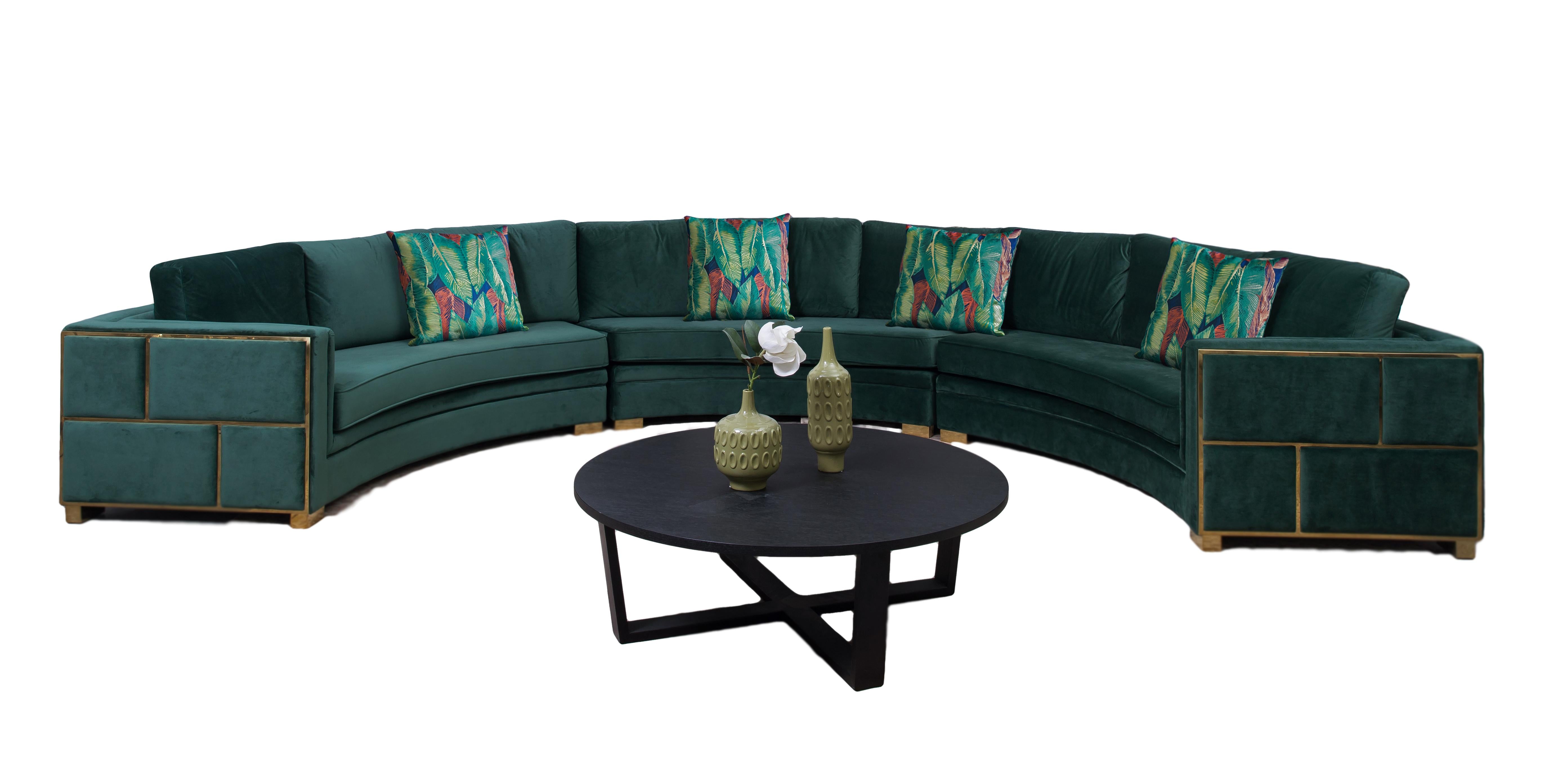 Marco Sectional in Green with Gold Finish My Sweet Home Furniture