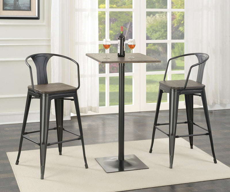 Cavalier 3-piece Square Bar Table Set Dark Elm and Black - My Sweet Home Furniture (Queens, NY)