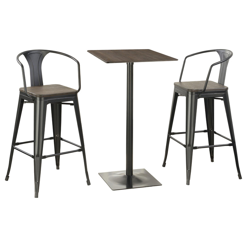 Cavalier 3-piece Square Bar Table Set Dark Elm and Black - My Sweet Home Furniture (Queens, NY)