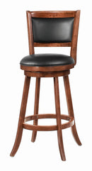 Broxton Upholstered Swivel Bar Stools Chestnut and Black (Set of 2) - My Sweet Home Furniture (Queens, NY)
