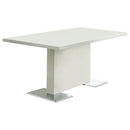 Anges T-shaped Pedestal Dining Table Glossy White - My Sweet Home Furniture (Queens, NY)