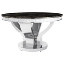 Anchorage Round Dining Table Chrome and Black - My Sweet Home Furniture (Queens, NY)