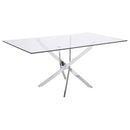 Carmelo X-shaped Dining Table Chrome and Clear - My Sweet Home Furniture (Queens, NY)