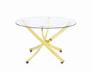 Beckham Round Dining Table Brass and Clear - My Sweet Home Furniture (Queens, NY)