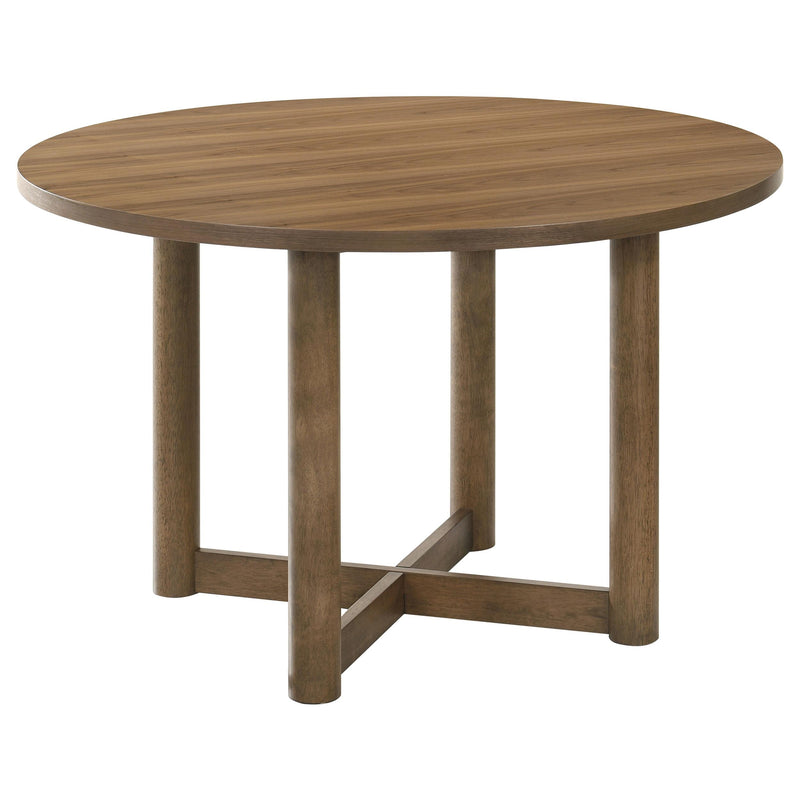 Crestmore 5-piece 46-inch Round Wood Dining Table Set Walnut - My Sweet Home Furniture (Queens, NY)