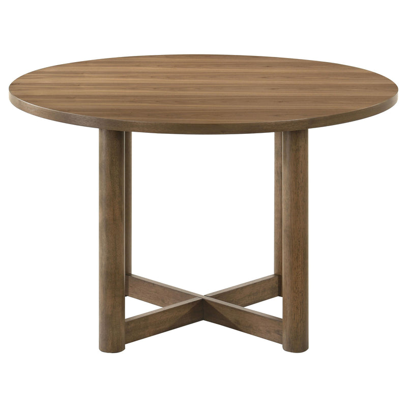 Crestmore 5-piece 46-inch Round Wood Dining Table Set Walnut - My Sweet Home Furniture (Queens, NY)