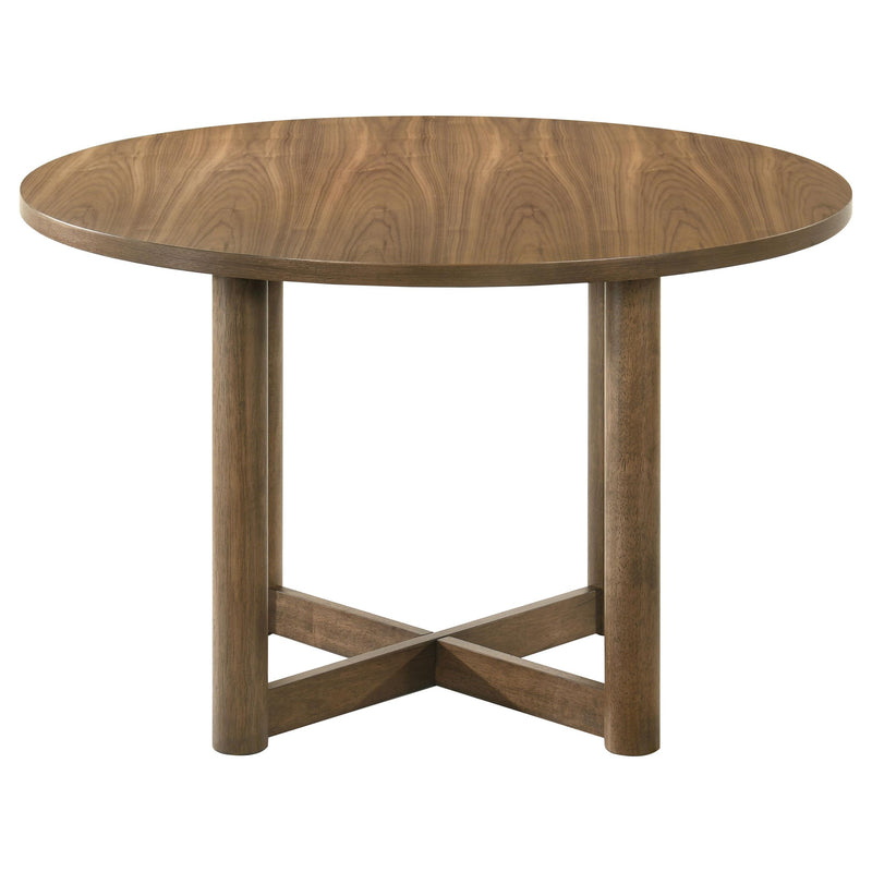 Crestmore 5-piece 46-inch Round Wood Dining Table Set Walnut - My Sweet Home Furniture (Queens, NY)