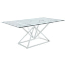 Beaufort Rectangle Glass Top Dining Table Chrome - My Sweet Home Furniture (Queens, NY)