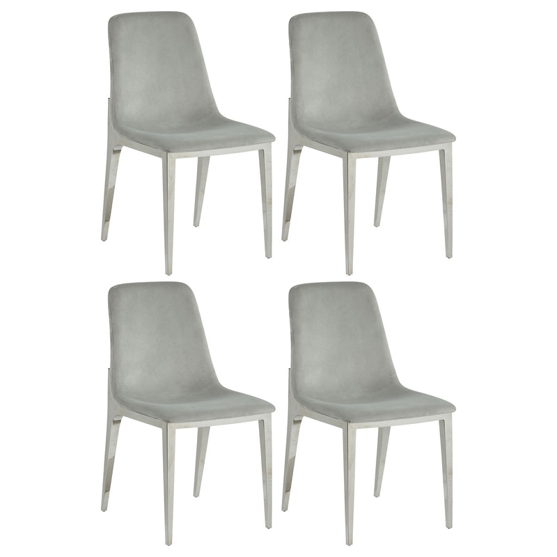 Irene Upholstered Side Chairs Light Grey and Chrome (Set of 4) image