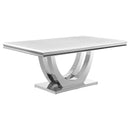 Kerwin Rectangle Faux Marble Top Dining Table White and Chrome - My Sweet Home Furniture (Queens, NY)