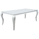 Carone Rectangular Glass Top Dining Table White and Chrome - My Sweet Home Furniture (Queens, NY)