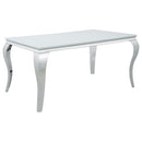 Carone Rectangular Glass Top Dining Table White and Chrome - My Sweet Home Furniture (Queens, NY)