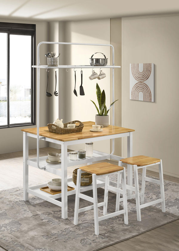 Edgeworth 3-piece Kitchen Island Counter Table Set White - My Sweet Home Furniture (Queens, NY)