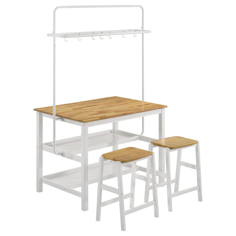 Edgeworth 3-piece Kitchen Island Counter Table Set White - My Sweet Home Furniture (Queens, NY)