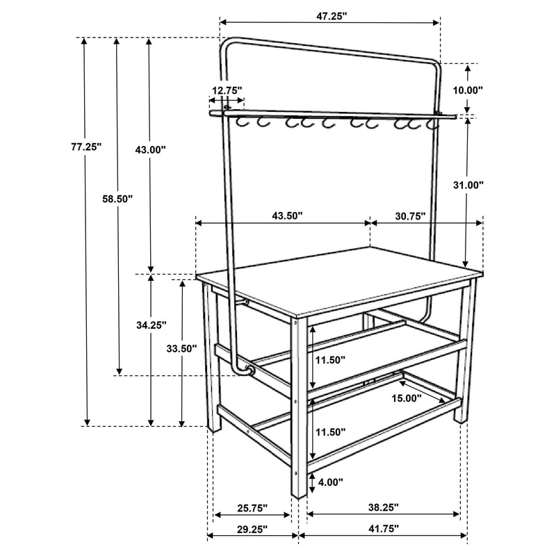 Edgeworth 3-piece Kitchen Island Counter Table Set White - My Sweet Home Furniture (Queens, NY)