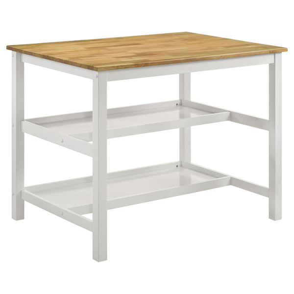 Edgeworth Kitchen Island Counter Table Brown and White - My Sweet Home Furniture (Queens, NY)