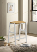 Hollis Wood Counter Height Backless Bar Stool Brown and White - My Sweet Home Furniture (Queens, NY)