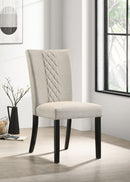 Malia Upholstered Solid Back Dining Side Chair Beige and Black (Set of 2) - My Sweet Home Furniture (Queens, NY)
