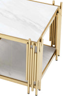 Jaden Modern Style Marble End Table with Metal Base