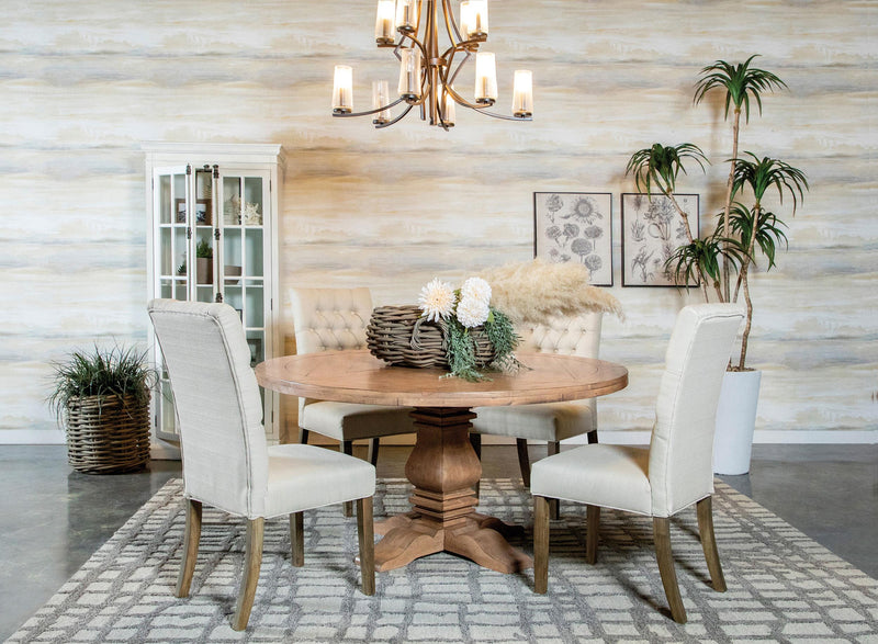 Florence 5-piece Round Dining Table Set Rustic Honey - My Sweet Home Furniture (Queens, NY)