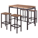 Santana 5-piece Pub Height Bar Table Set Weathered Chestnut and Black - My Sweet Home Furniture (Queens, NY)
