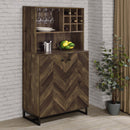 Mendoza 2-door Wine Cabinet Rustic Oak Herringbone and Gunmetal - My Sweet Home Furniture (Queens, NY)