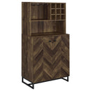 Mendoza 2-door Wine Cabinet Rustic Oak Herringbone and Gunmetal - My Sweet Home Furniture (Queens, NY)