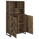 Mendoza 2-door Wine Cabinet Rustic Oak Herringbone and Gunmetal - My Sweet Home Furniture (Queens, NY)