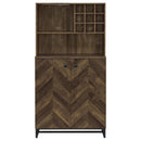 Mendoza 2-door Wine Cabinet Rustic Oak Herringbone and Gunmetal - My Sweet Home Furniture (Queens, NY)