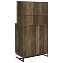 Mendoza 2-door Wine Cabinet Rustic Oak Herringbone and Gunmetal - My Sweet Home Furniture (Queens, NY)