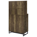 Mendoza 2-door Wine Cabinet Rustic Oak Herringbone and Gunmetal - My Sweet Home Furniture (Queens, NY)