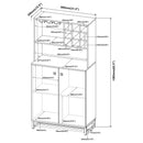 Mendoza 2-door Wine Cabinet Rustic Oak Herringbone and Gunmetal - My Sweet Home Furniture (Queens, NY)