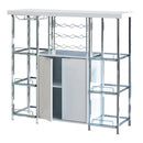 Gallimore 2-door Bar Cabinet with Glass Shelf High Glossy White and Chrome - My Sweet Home Furniture (Queens, NY)