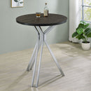 Edgerton Round Wood Top Bar Table Dark Oak and Chrome - My Sweet Home Furniture (Queens, NY)