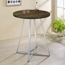 Burkhart Sled Base Round Bar Table Brown Oak and Chrome - My Sweet Home Furniture (Queens, NY)