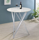 Bexter Faux Marble Round Top Bar Table White and Chrome - My Sweet Home Furniture (Queens, NY)
