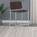 Adelaide Upholstered Bar Stool with Open Back Brown and Chrome - My Sweet Home Furniture (Queens, NY)
