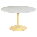 Kella Round Marble Top Dining Table White and Gold - My Sweet Home Furniture (Queens, NY)