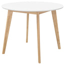 Breckenridge Round Dining Table Matte White and Natural Oak - My Sweet Home Furniture (Queens, NY)