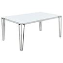 Pauline Rectangular Dining Table with Metal Leg White and Chrome - My Sweet Home Furniture (Queens, NY)