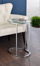 Kyle Oval Snack Table Chrome and Clear - My Sweet Home Furniture (Queens, NY)