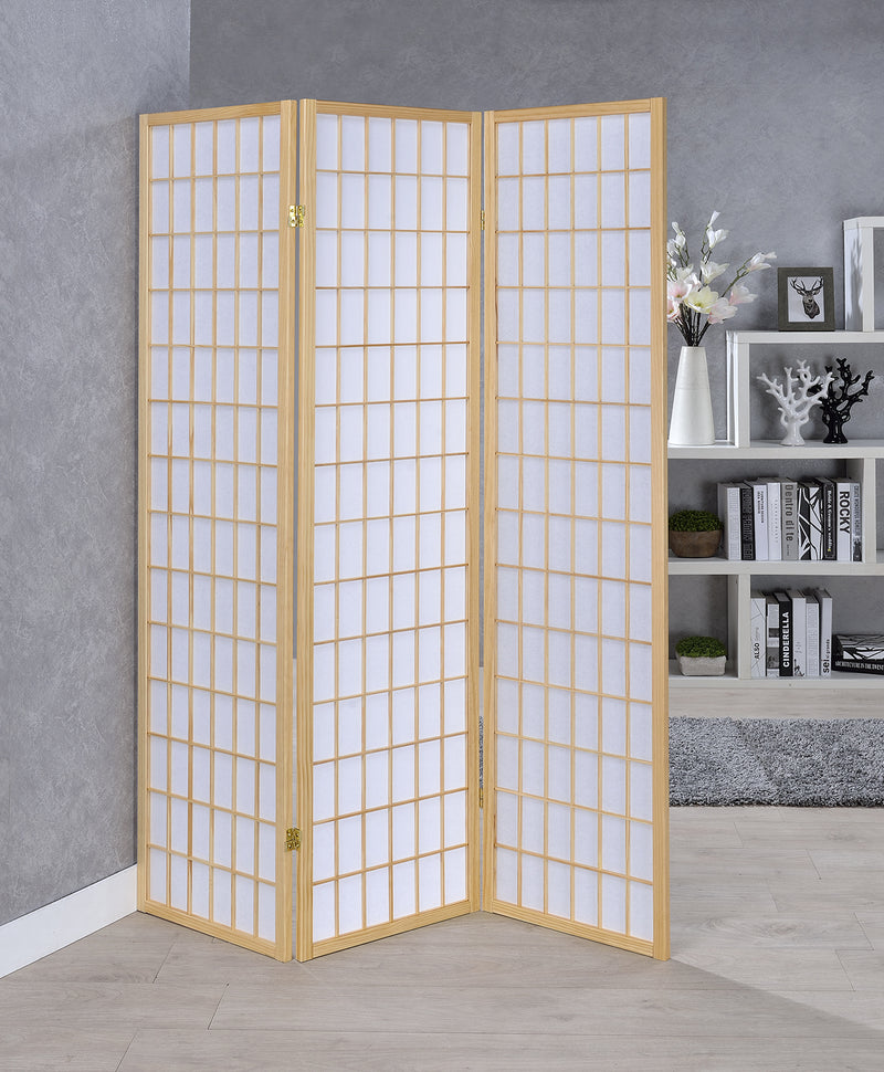 Carrie 3-panel Folding Screen Natural and White - My Sweet Home Furniture (Queens, NY)