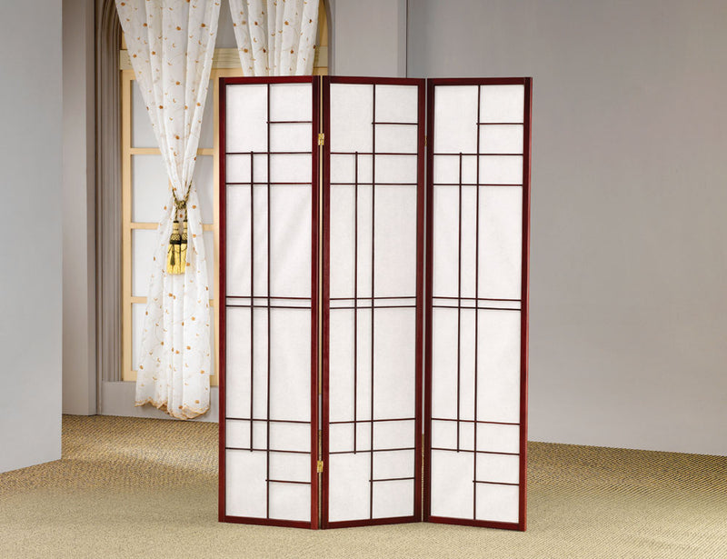 Katerina 3-panel Folding Floor Screen White and Cherry - My Sweet Home Furniture (Queens, NY)
