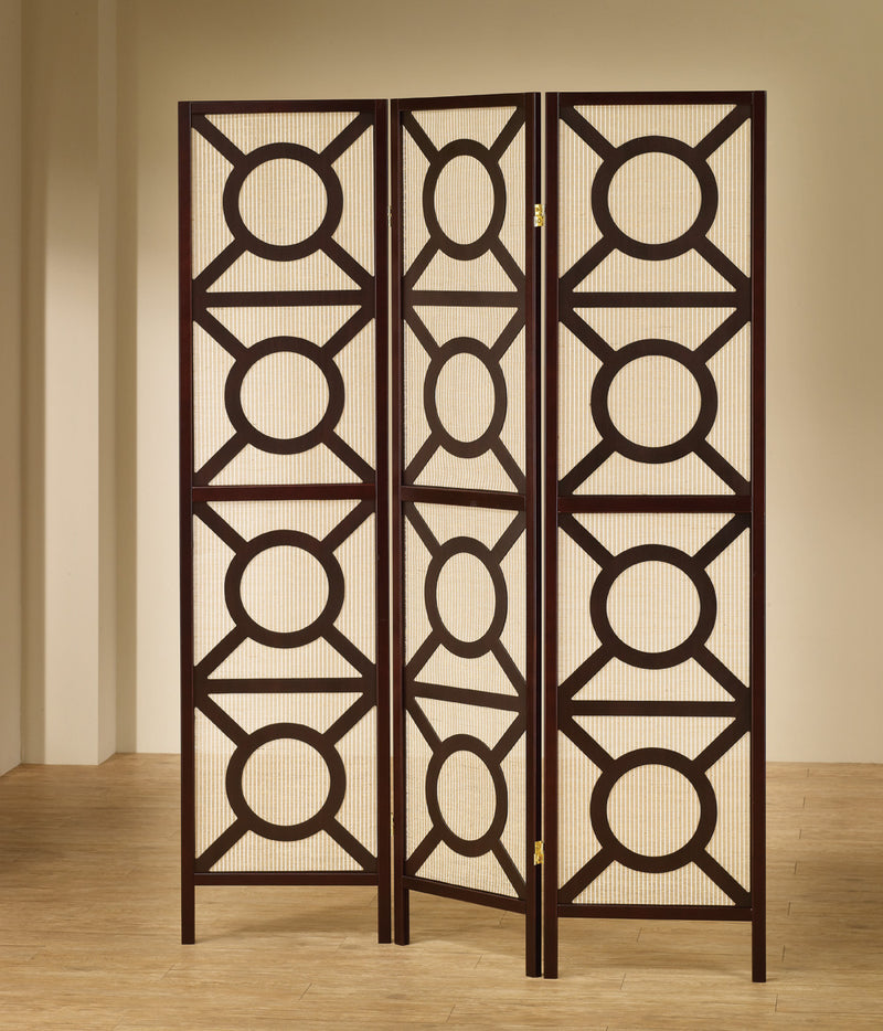 Vulcan 3-panel Geometric Folding Screen Tan and Cappuccino - My Sweet Home Furniture (Queens, NY)