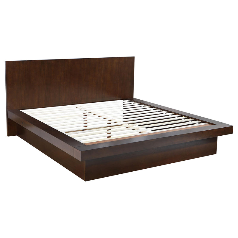 Jessica Eastern King & Queen Platform Bed with Rail Seating Cappuccino - My Sweet Home Furniture (Queens, NY)