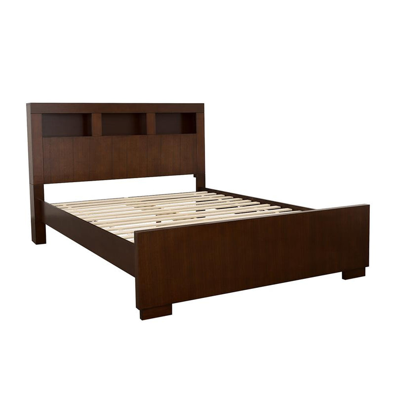 Jessica California King, E.king, & Queen Bed with Storage Headboard Cappuccino - My Sweet Home Furniture (Queens, NY)