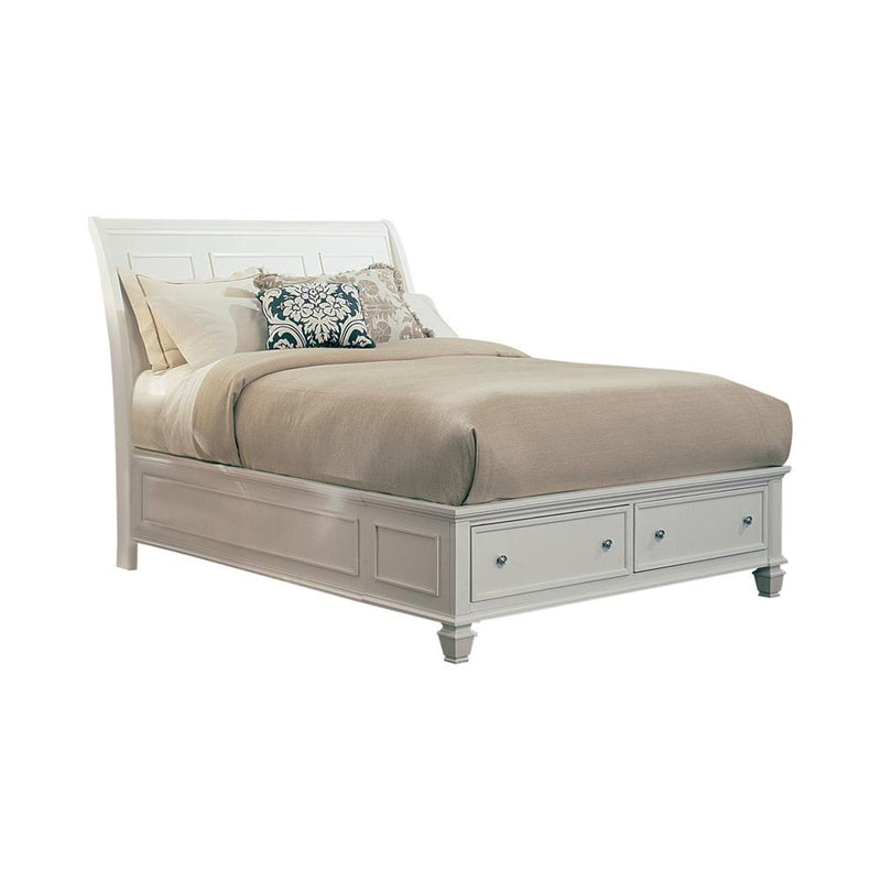 Sandy Beach Queen & E.King Panel Bed with High Headboard Black & White - My Sweet Home Furniture (Queens, NY)
