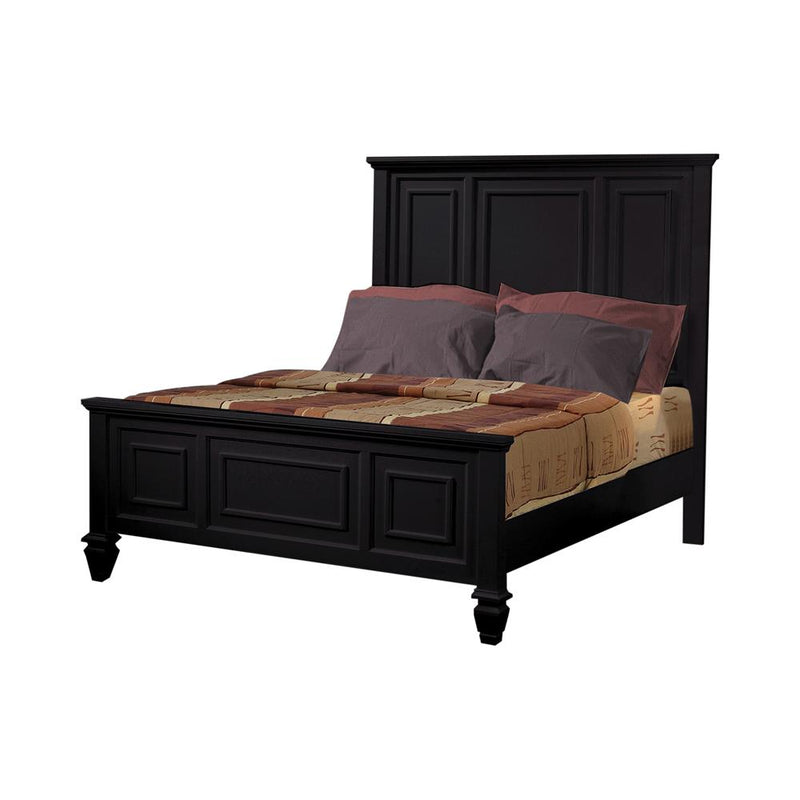 Sandy Beach Queen & E.King Panel Bed with High Headboard Black & White - My Sweet Home Furniture (Queens, NY)