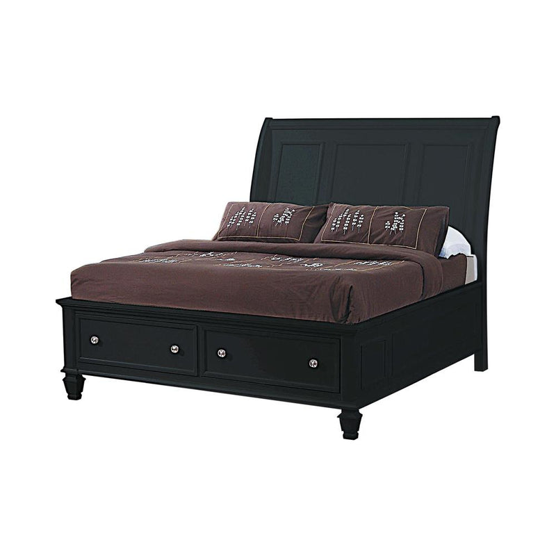 Sandy Beach Queen & E.King Storage Sleigh Bed Black & White - My Sweet Home Furniture (Queens, NY)