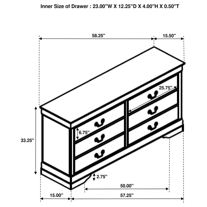 Louis Philippe 6-drawer Dresser White - My Sweet Home Furniture (Queens, NY)